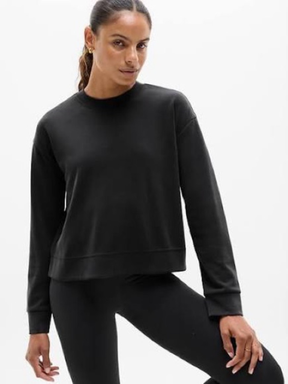 Athleta Black Relaxed Crewneck Sweatshirt